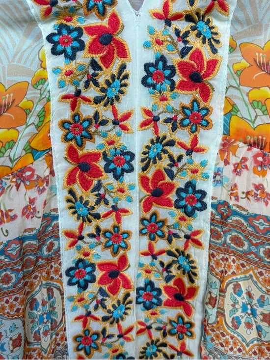 Johnny Was Tyna Embroidered Floral Print Midi Dress Boho Summer Womens S - Picture 4 of 8